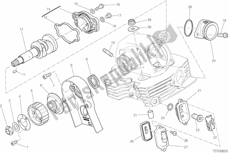 Alle onderdelen voor de Verticale Cilinderkop - Timing van de Ducati Scrambler 1100 Thailand 2020